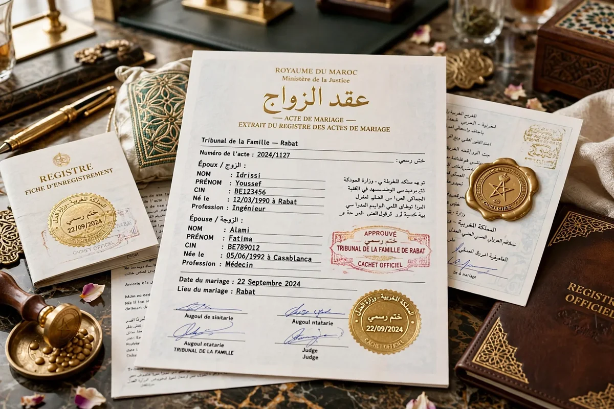 الوثائق الإدارية والأختام الرسمية لعقد الزواج بالمغرب